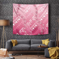 Hawaii Rose Pink Kapa Tapestry Vintage 'Ohe Kāpala Motifs Mix Plumeria Leis