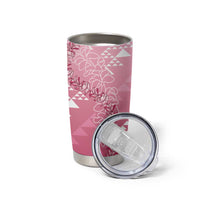 Hawaii Rose Pink Kapa Tumbler Cup Vintage 'Ohe Kāpala Motifs Mix Plumeria Leis LT7 - Polynesian Pride