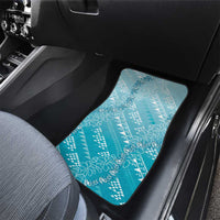 Hawaii Turquoise Kapa Car Mats Vintage 'Ohe Kāpala Motifs Mix Plumeria Leis