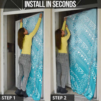 Hawaii Turquoise Kapa Door Cover Vintage 'Ohe Kāpala Motifs Mix Plumeria Leis LT7 - Polynesian Pride