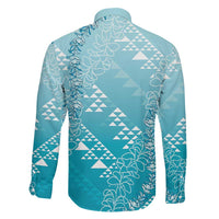 Hawaii Turquoise Kapa Family Matching Off The Shoulder Long Sleeve Dress and Hawaiian Shirt Vintage 'Ohe Kāpala Motifs Mix Plumeria Leis LT7 - Polynesian Pride