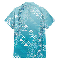 Hawaii Turquoise Kapa Hawaiian Shirt Vintage 'Ohe Kāpala Motifs Mix Plumeria Leis LT7 - Polynesian Pride