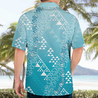 Hawaii Turquoise Kapa Hawaiian Shirt Vintage 'Ohe Kāpala Motifs Mix Plumeria Leis LT7 - Polynesian Pride