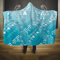 Hawaii Turquoise Kapa Hooded Blanket Vintage 'Ohe Kāpala Motifs Mix Plumeria Leis LT7 - Polynesian Pride