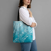 Hawaii Turquoise Kapa Tote Bag Vintage 'Ohe Kāpala Motifs Mix Plumeria Leis LT7 - Polynesian Pride