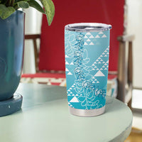 Hawaii Turquoise Kapa Tumbler Cup Vintage 'Ohe Kāpala Motifs Mix Plumeria Leis LT7 - Polynesian Pride