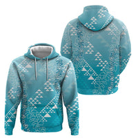 Hawaii Turquoise Kapa Zip Hoodie Vintage 'Ohe Kāpala Motifs Mix Plumeria Leis LT7 - Polynesian Pride