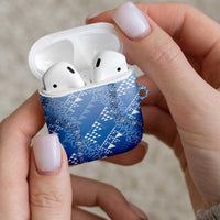 Hawaii Royal Blue Kapa AirPods Case Vintage 'Ohe Kāpala Motifs Mix Plumeria Leis LT7 - Polynesian Pride