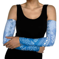 Hawaii Royal Blue Kapa Arm Sleeves Vintage 'Ohe Kāpala Motifs Mix Plumeria Leis LT7 - Polynesian Pride