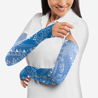 Hawaii Royal Blue Kapa Arm Sleeves Vintage 'Ohe Kāpala Motifs Mix Plumeria Leis LT7 - Polynesian Pride