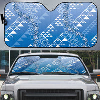 Hawaii Royal Blue Kapa Auto Sun Shade Vintage 'Ohe Kāpala Motifs Mix Plumeria Leis