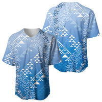 Hawaii Royal Blue Kapa Baseball Jersey Vintage 'Ohe Kāpala Motifs Mix Plumeria Leis LT7 - Polynesian Pride
