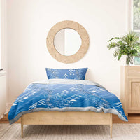 Hawaii Royal Blue Kapa Bedding Set Vintage 'Ohe Kāpala Motifs Mix Plumeria Leis LT7 - Polynesian Pride