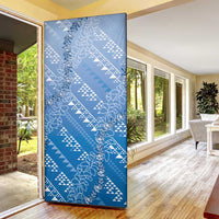 Hawaii Royal Blue Kapa Door Cover Vintage 'Ohe Kāpala Motifs Mix Plumeria Leis LT7 - Polynesian Pride