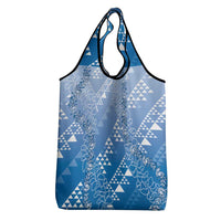 Hawaii Royal Blue Kapa Grocery Bag Vintage 'Ohe Kāpala Motifs Mix Plumeria Leis LT7 - Polynesian Pride