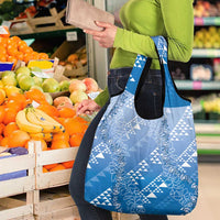 Hawaii Royal Blue Kapa Grocery Bag Vintage 'Ohe Kāpala Motifs Mix Plumeria Leis LT7 - Polynesian Pride