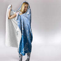Hawaii Royal Blue Kapa Hooded Blanket Vintage 'Ohe Kāpala Motifs Mix Plumeria Leis LT7 - Polynesian Pride