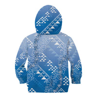 Hawaii Royal Blue Kapa Kid Hoodie Vintage 'Ohe Kāpala Motifs Mix Plumeria Leis LT7 - Polynesian Pride