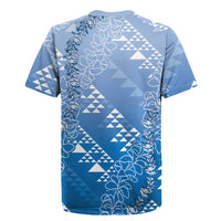 Hawaii Royal Blue Kapa Rugby Jersey Vintage 'Ohe Kāpala Motifs Mix Plumeria Leis LT7 - Polynesian Pride