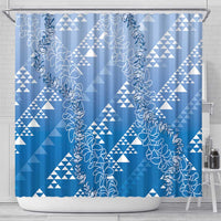 Hawaii Royal Blue Kapa Shower Curtain Vintage 'Ohe Kāpala Motifs Mix Plumeria Leis LT7 - Polynesian Pride