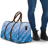 Hawaii Royal Blue Kapa Travel Bag Vintage 'Ohe Kāpala Motifs Mix Plumeria Leis LT7 - Polynesian Pride
