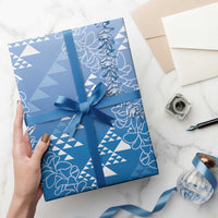 Hawaii Kapa Vintage Motifs Mix Plumeria Leis Wrapping Paper Royal Blue