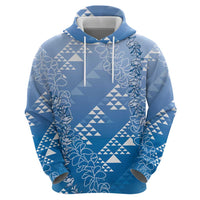 Hawaii Royal Blue Kapa Zip Hoodie Vintage 'Ohe Kāpala Motifs Mix Plumeria Leis LT7 - Polynesian Pride