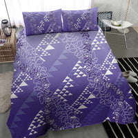 Hawaii Lavender Kapa Bedding Set Vintage 'Ohe Kāpala Motifs Mix Plumeria Leis