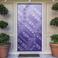 Hawaii Lavender Kapa Door Cover Vintage 'Ohe Kāpala Motifs Mix Plumeria Leis LT7 Lavender - Polynesian Pride