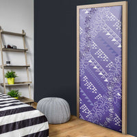 Hawaii Lavender Kapa Door Cover Vintage 'Ohe Kāpala Motifs Mix Plumeria Leis LT7 - Polynesian Pride