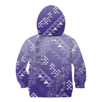 Hawaii Lavender Kapa Kid Hoodie Vintage 'Ohe Kāpala Motifs Mix Plumeria Leis LT7 - Polynesian Pride