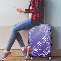 Hawaii Lavender Kapa Luggage Cover Vintage 'Ohe Kāpala Motifs Mix Plumeria Leis LT7 - Polynesian Pride