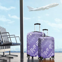 Hawaii Lavender Kapa Luggage Cover Vintage 'Ohe Kāpala Motifs Mix Plumeria Leis LT7 - Polynesian Pride