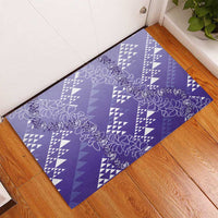 Hawaii Lavender Kapa Rubber Doormat Vintage 'Ohe Kāpala Motifs Mix Plumeria Leis