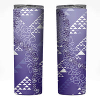 Hawaii Lavender Kapa Skinny Tumbler Vintage 'Ohe Kāpala Motifs Mix Plumeria Leis LT7 Lavender - Polynesian Pride