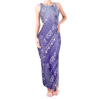 Hawaii Lavender Kapa Tank Maxi Dress Vintage 'Ohe Kāpala Motifs Mix Plumeria Leis LT7 Women Lavender - Polynesian Pride