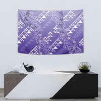Hawaii Lavender Kapa Tapestry Vintage 'Ohe Kāpala Motifs Mix Plumeria Leis