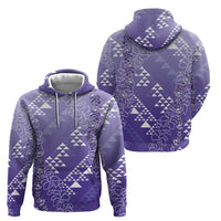 Hawaii Lavender Kapa Zip Hoodie Vintage 'Ohe Kāpala Motifs Mix Plumeria Leis LT7 - Polynesian Pride