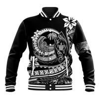 Polynesian Plumeria Baseball Jacket Ride The Waves - Black LT7 Unisex Black - Polynesian Pride