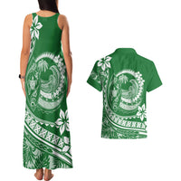 Polynesian Plumeria Couples Matching Tank Maxi Dress And Hawaiian Shirt Ride The Waves - Green LT7 - Polynesian Pride