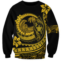 Polynesian Plumeria Sweatshirt Ride The Waves - Yellow LT7 Unisex Yellow - Polynesian Pride