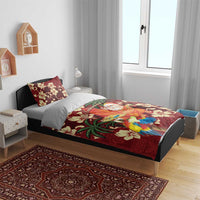 Crimson Red Tropical Christmas Hawaii Tapa Bedding Set Aloha Santa Drink Party - Polynesian Pride