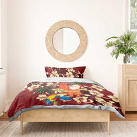 Crimson Red Tropical Christmas Hawaii Tapa Bedding Set Aloha Santa Drink Party - Polynesian Pride