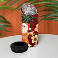Crimson Red Tropical Christmas Hawaii Tapa 4 in 1 Can Cooler Tumbler Aloha Santa Drink Party LT7 - Polynesian Pride
