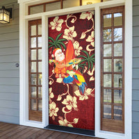 Crimson Red Tropical Christmas Hawaii Tapa Door Cover Aloha Santa Drink Party LT7 - Polynesian Pride