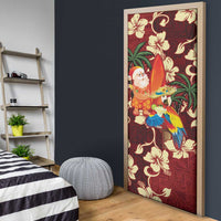 Crimson Red Tropical Christmas Hawaii Tapa Door Cover Aloha Santa Drink Party LT7 - Polynesian Pride