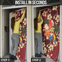 Crimson Red Tropical Christmas Hawaii Tapa Door Cover Aloha Santa Drink Party LT7 - Polynesian Pride