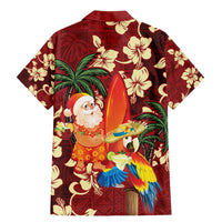 Crimson Red Tropical Christmas Hawaii Tapa Family Matching Mermaid Dress and Hawaiian Shirt Aloha Santa Drink Party LT7 - Polynesian Pride
