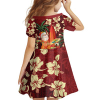 Crimson Red Tropical Christmas Hawaii Tapa Family Matching Puletasi and Hawaiian Shirt Aloha Santa Drink Party LT7 - Polynesian Pride