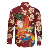 Crimson Red Tropical Christmas Hawaii Tapa Family Matching Tank Maxi Dress and Hawaiian Shirt Aloha Santa Drink Party LT7 - Polynesian Pride